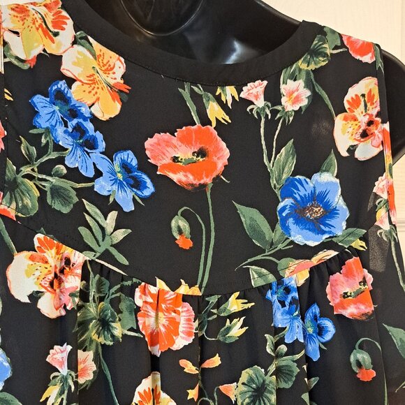 Spense Sheer Black Flowered Sleeveless Top - Picture 7 of 9
